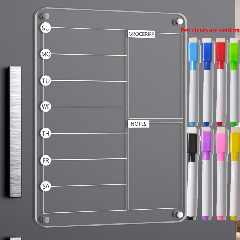Meal Prep Planner - Planificador de Comidas Acrílico, Tablero Magnético