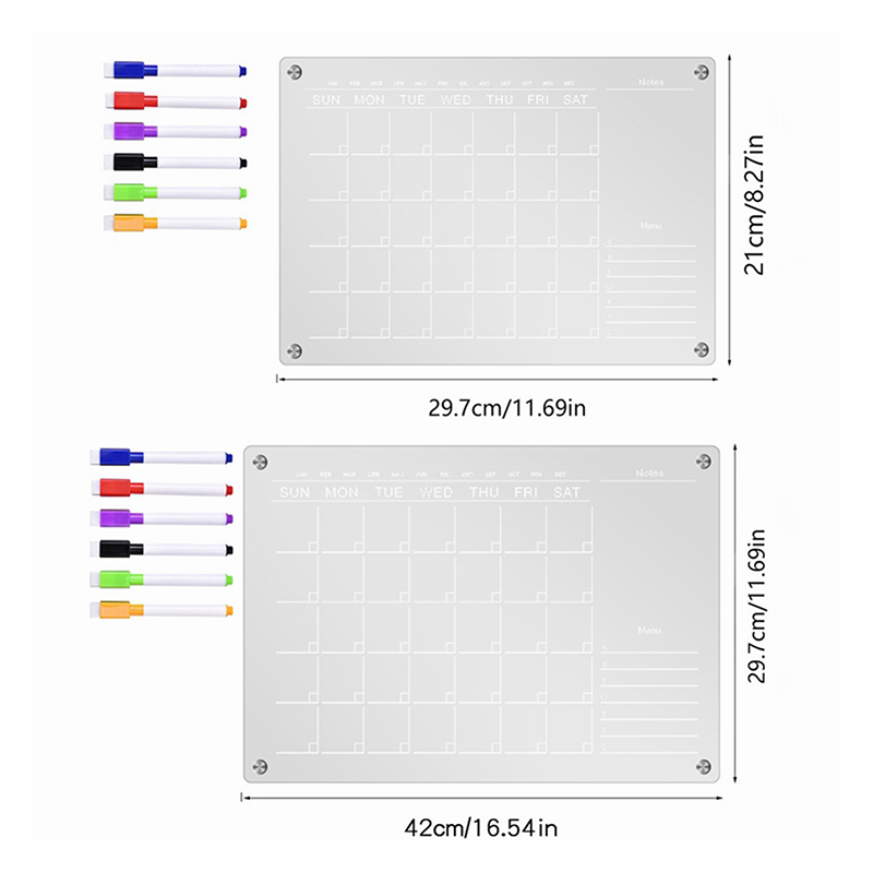 Meal Prep Planner - Pegatina magnética de acrílico transparente para