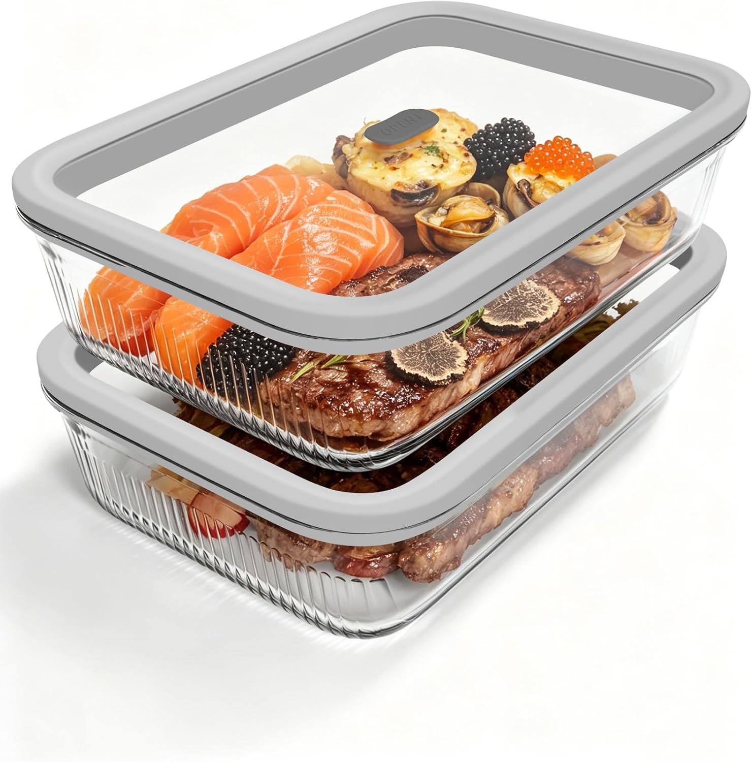 Meal Prep Microwave - Paquete de 2 Recipientes de Vidrio