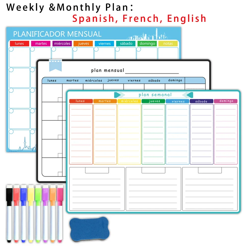 Meal Prep Planner - Planificador magnético semanal y mensual tamaño