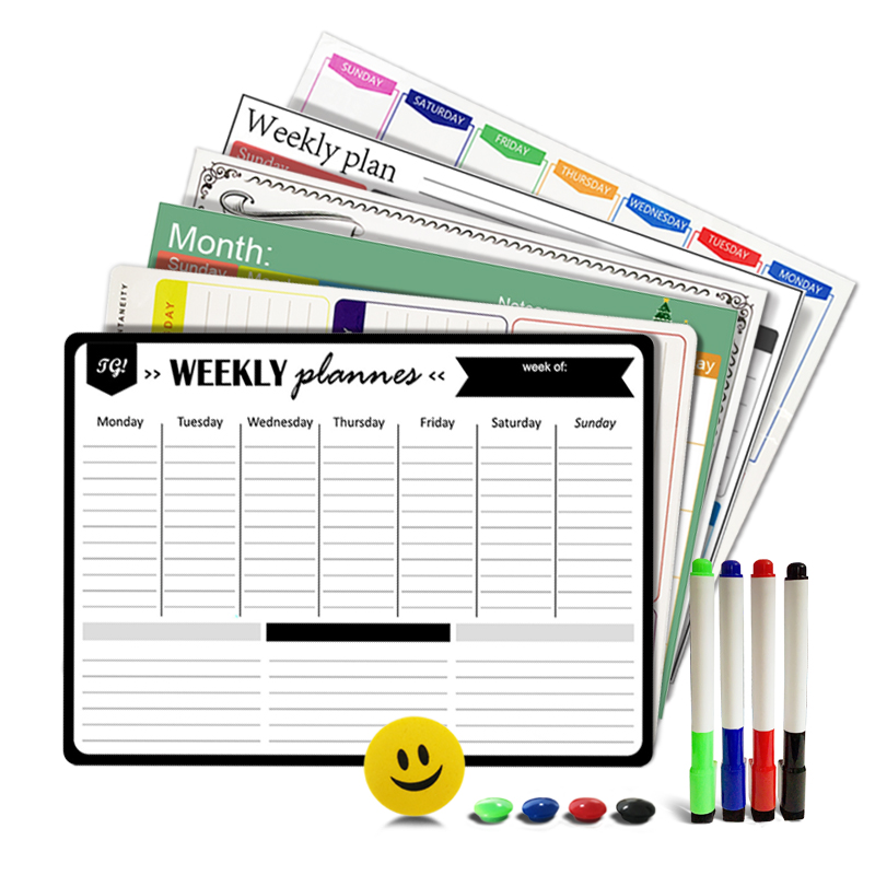 Meal Prep Planner - Pizarra blanca magnética A3, planificador semanal