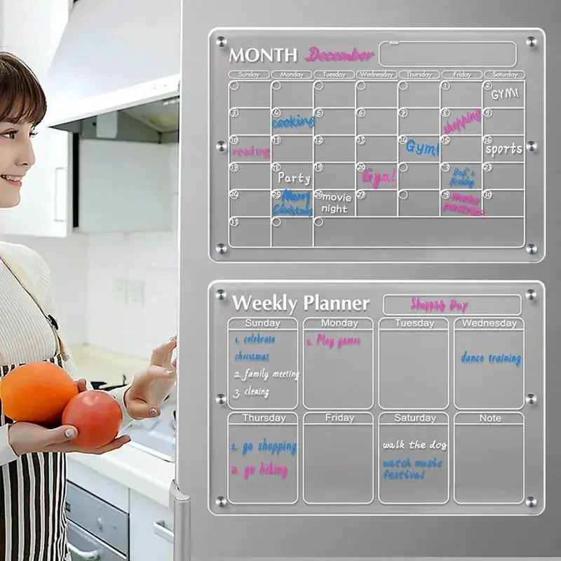 Meal Prep Planner - Pegatina magnética para nevera, calendario acrílico