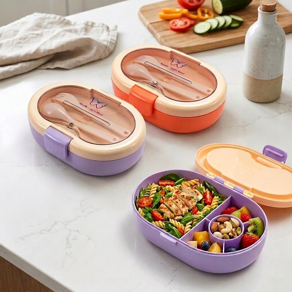 Meal Prep Or Prep Meal - Lonchera Bento de Plástico con Compartimentos,